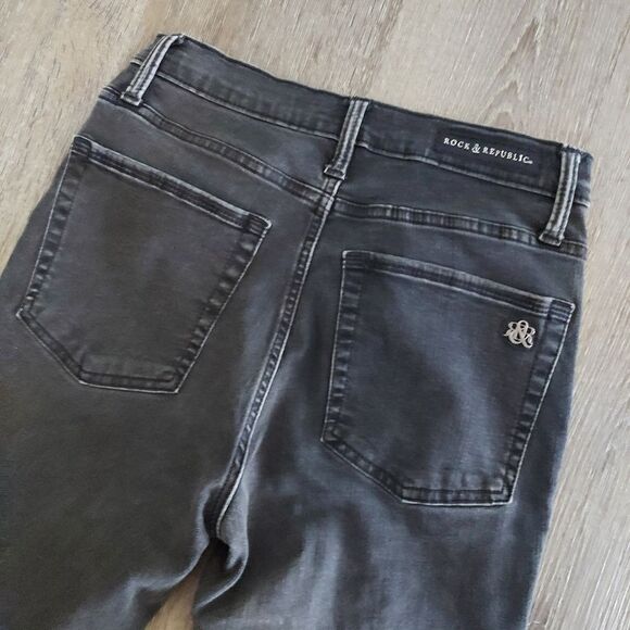 Women's Rock & Republic Black Wash High Roller High-Waisted Skinny Jeans Size 8 - Picture 6 of 11